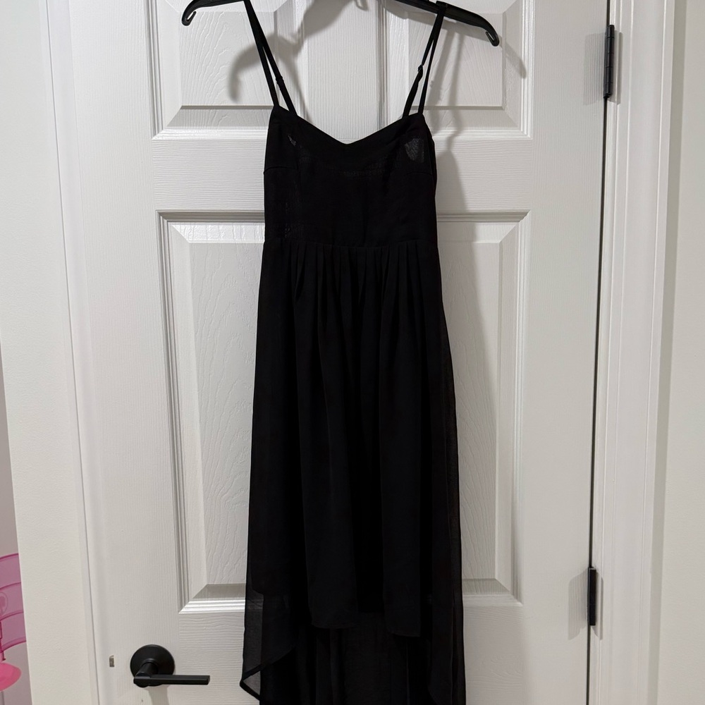 Millau black high/low midi dress